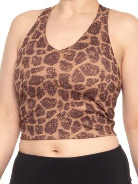 Kyodan Crop Top Sports Bra M Medium Impact Animal Print Stretch Lined Racer Back